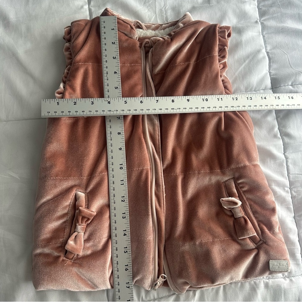 7 For All Mankind Girls 6x velour pink Sherpa lined vest zip up fall layer cute - Picture 8 of 9